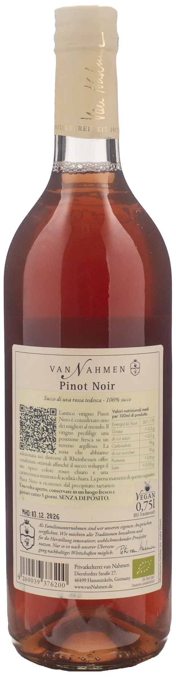 Van Nahmen Pinot Nero Zero Alcol