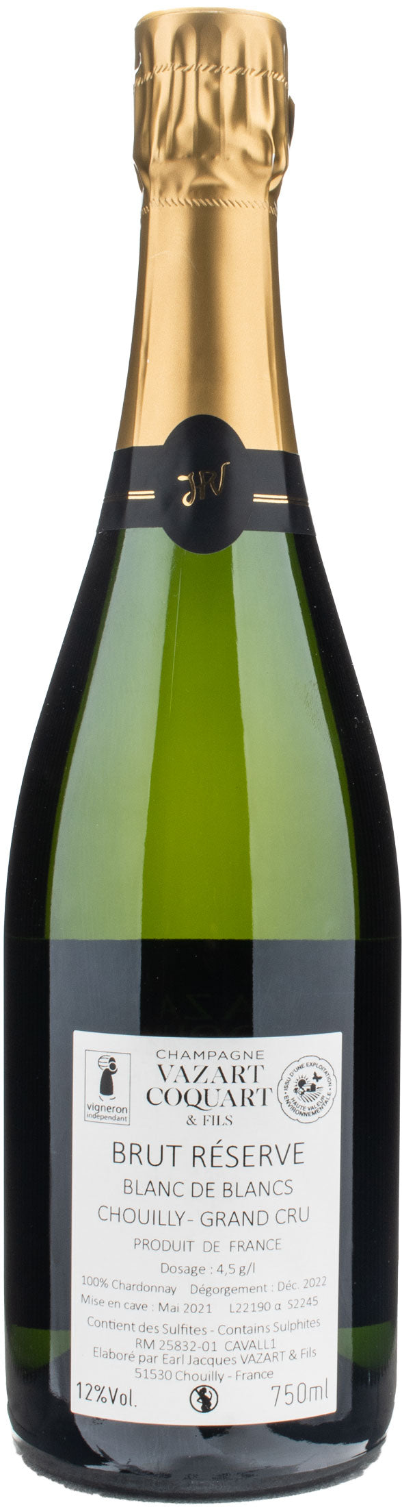 Vazart Coquart & Fils Champagne Gran Cru Blanc de Blancs Chouilly Brut Reserve