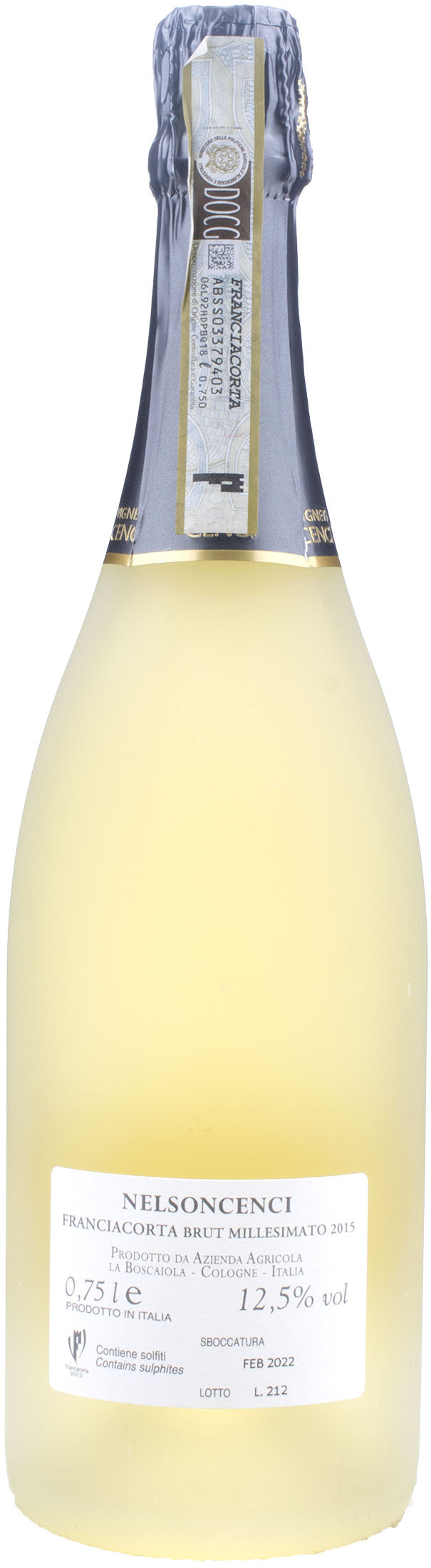 Vigneti Cenci Franciacorta Nelson Cenci L'Insolita Annata Brut 2015