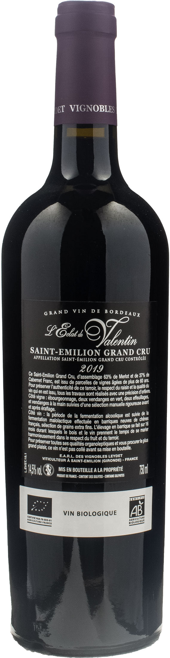 Vignobles Leydet Saint Emilion Grand Cru L'Eclat de Valentin 2019