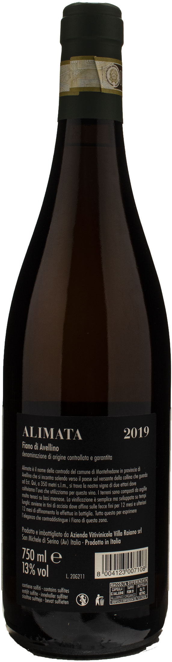 Villa Raiano Fiano di Avellino Alimata 2019