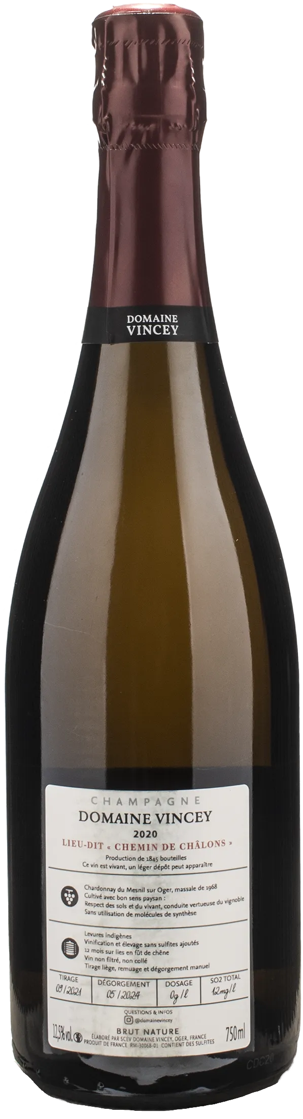 Vincey Champagne Grand Cru Chemin de Chalons 2020