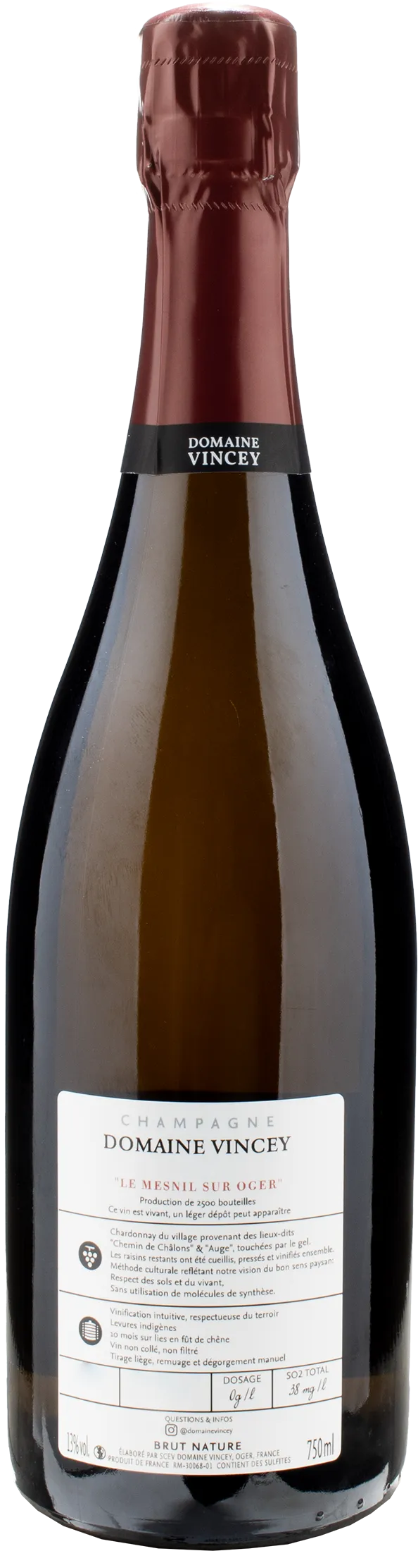 Vincey Champagne Grand Cru Le Mesnil sur Oger Brut Nature 2019