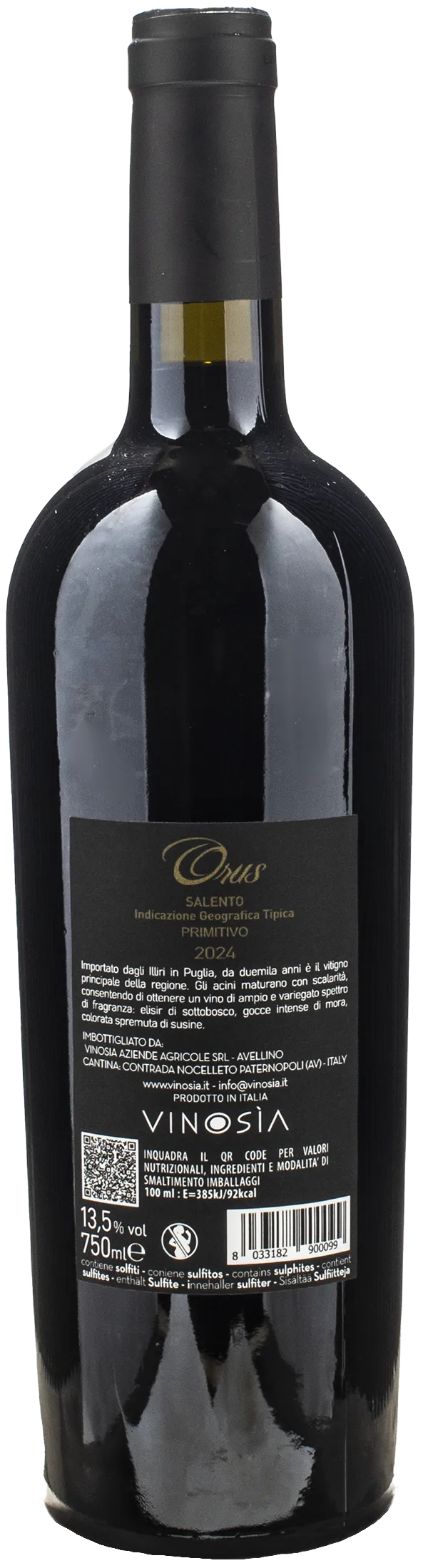 Vinosia Primitivo del Salento Orus 2024