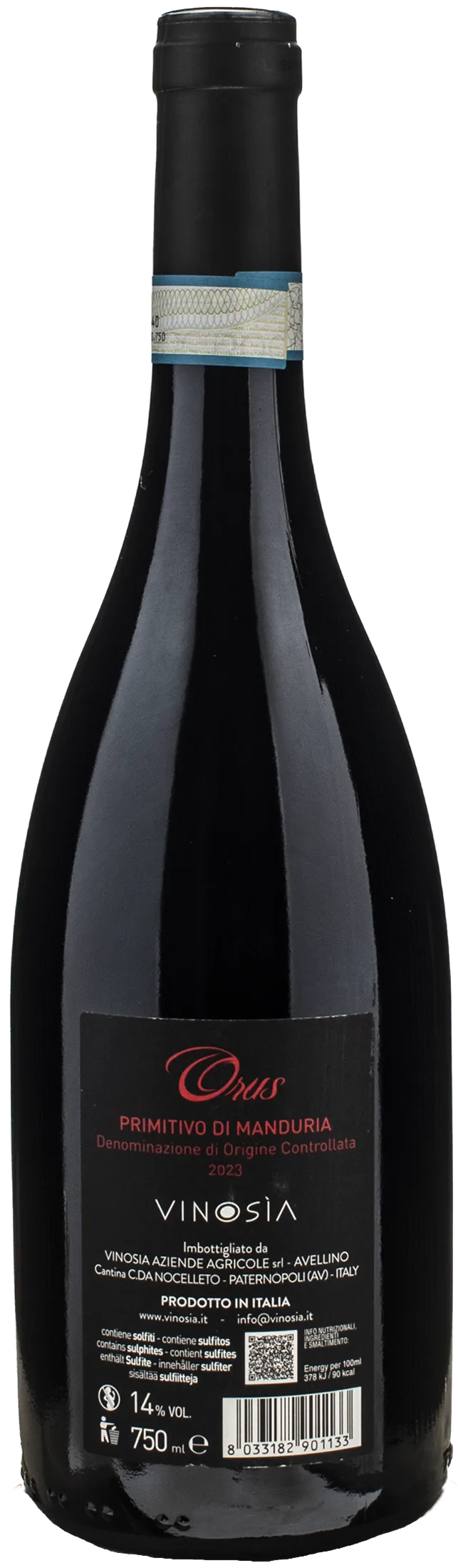 Vinosia Primitivo di Manduria Orus 2023