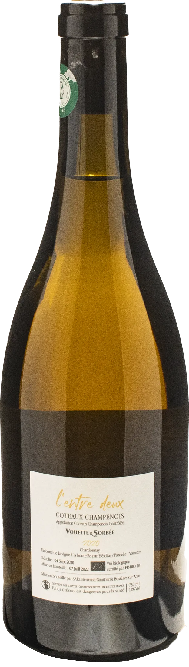 Vouette et Sorbee Coteaux Champenois Blanc L'entre Deux 2020