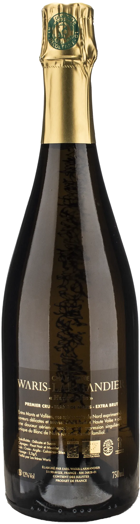 Waris Larmandier Champagne 1er Cru Blanc de Noirs Extra Brut Cuvee Haute Volee