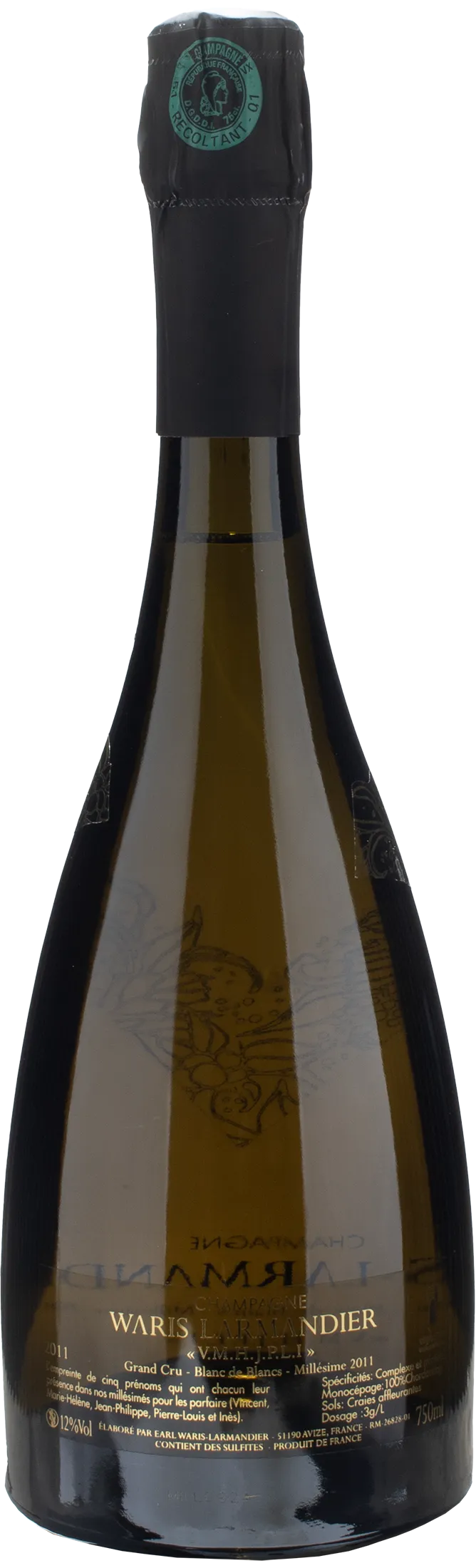 Waris Larmandier Champagne Grand Cru Blanc de Blancs Cuvee V.M.H.J.P.L.I. 2011