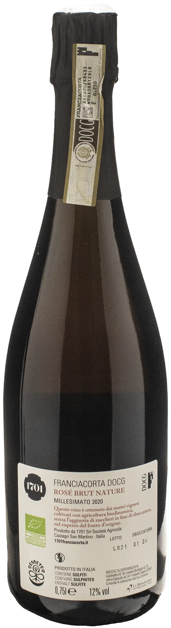 1701 Franciacorta Rosé Brut Nature Millesimato 2020