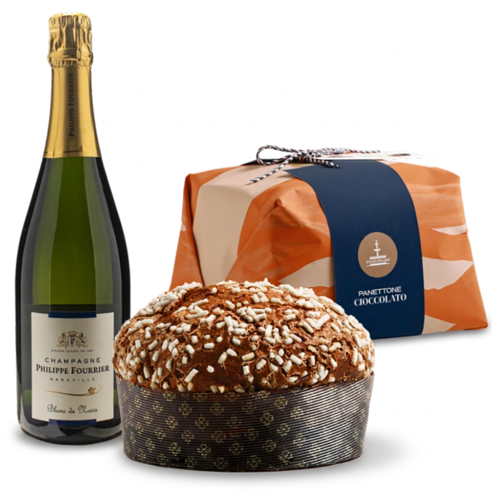 Fiasconaro Chocolate Panettone & Philippe Fourrier Champagne - Christmas Gift