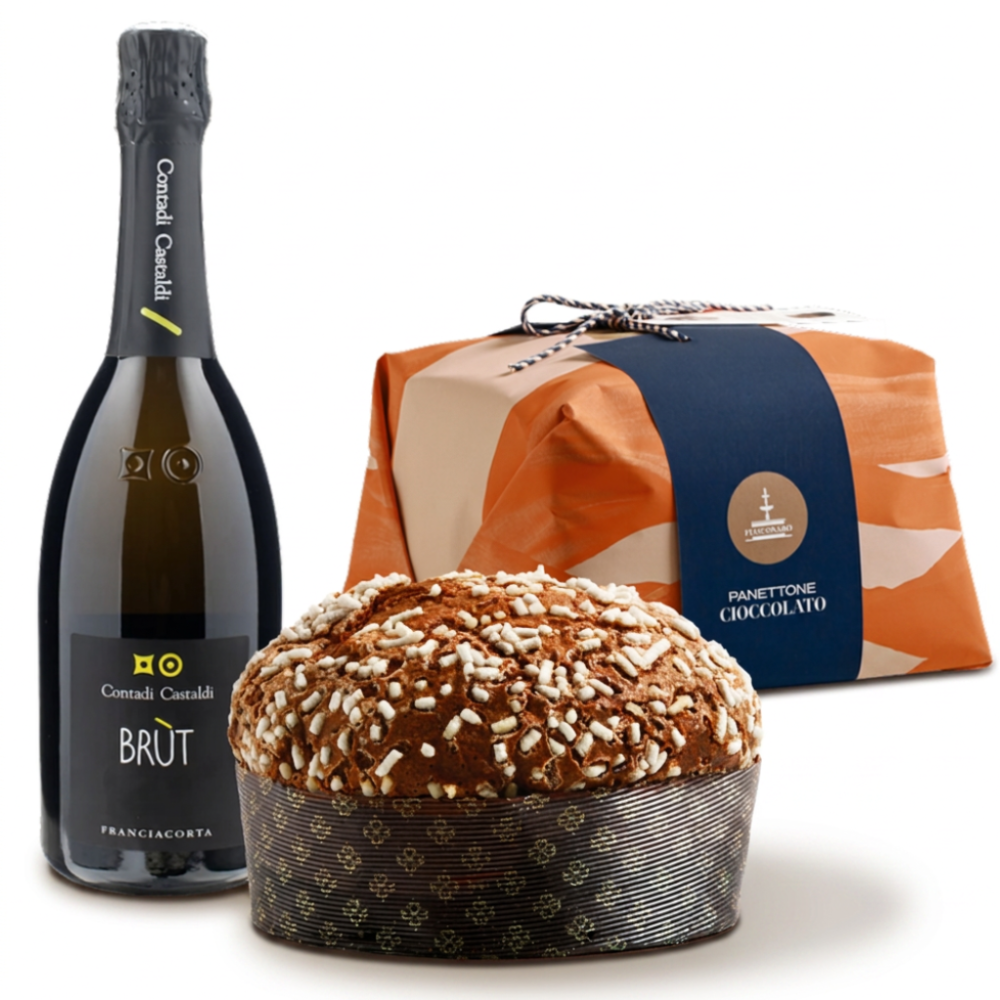 Fiasconaro Chocolate Panettone & Contadi Castaldi Franciacorta Brùt - Christmas Gift