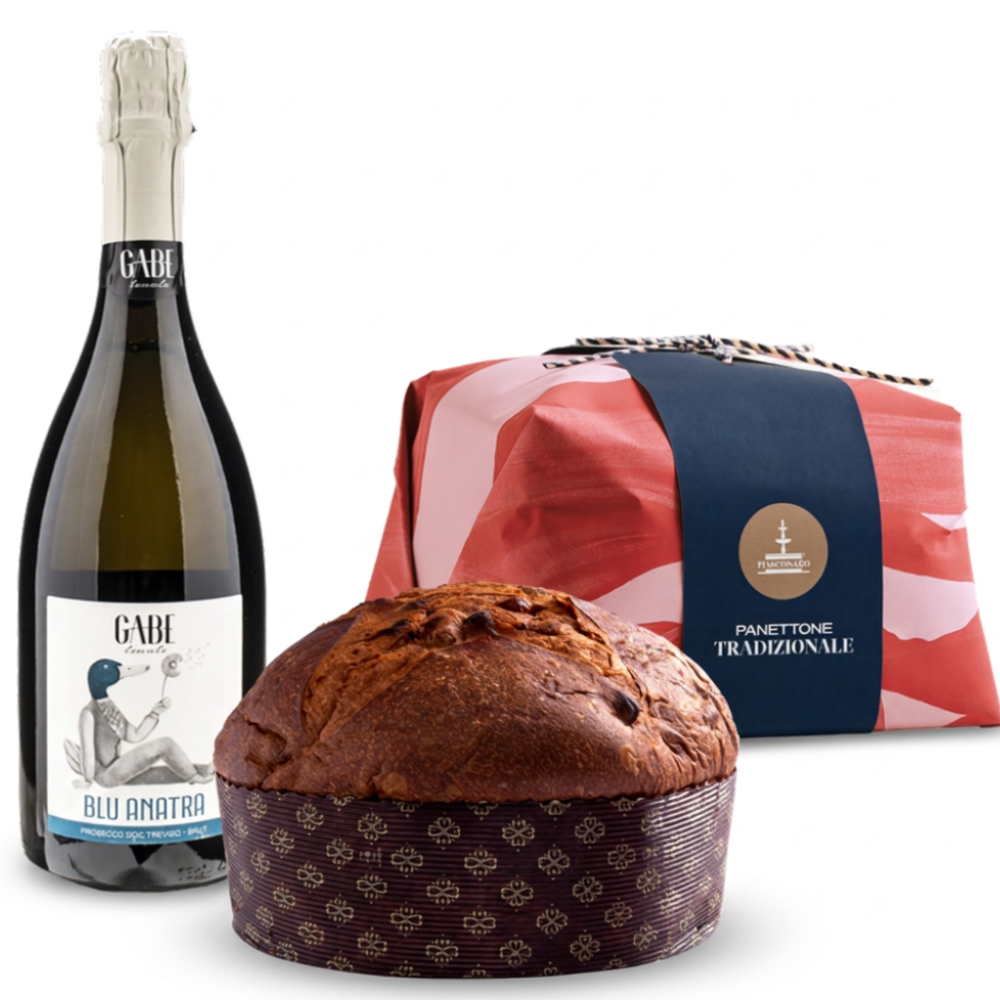 Fiasconaro Traditional Panettone & Gabe Prosecco Blu Anatra Brut Christmas Gift