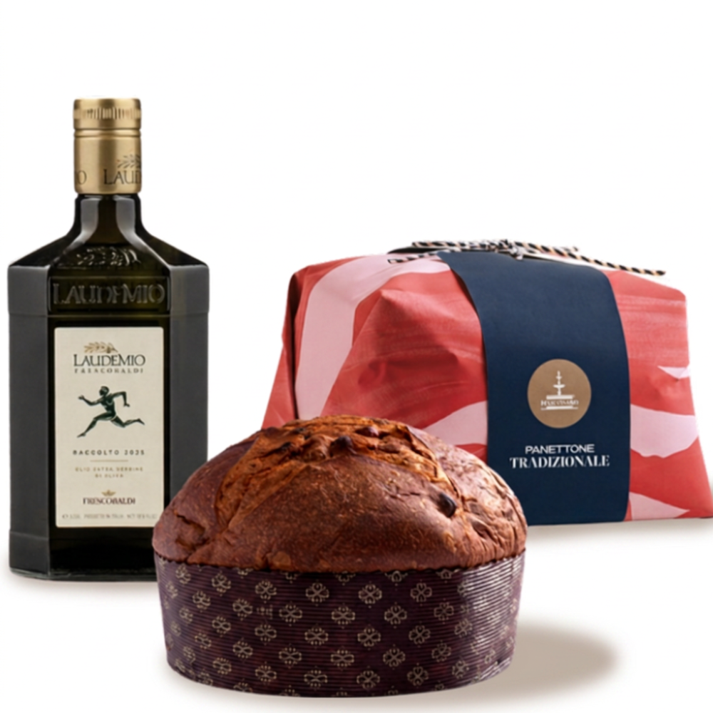 Fiasconaro Traditional Panettone & Laudemio Olio Extra Vergine d'Oliva 0.5L 2025 - Christmas Gift