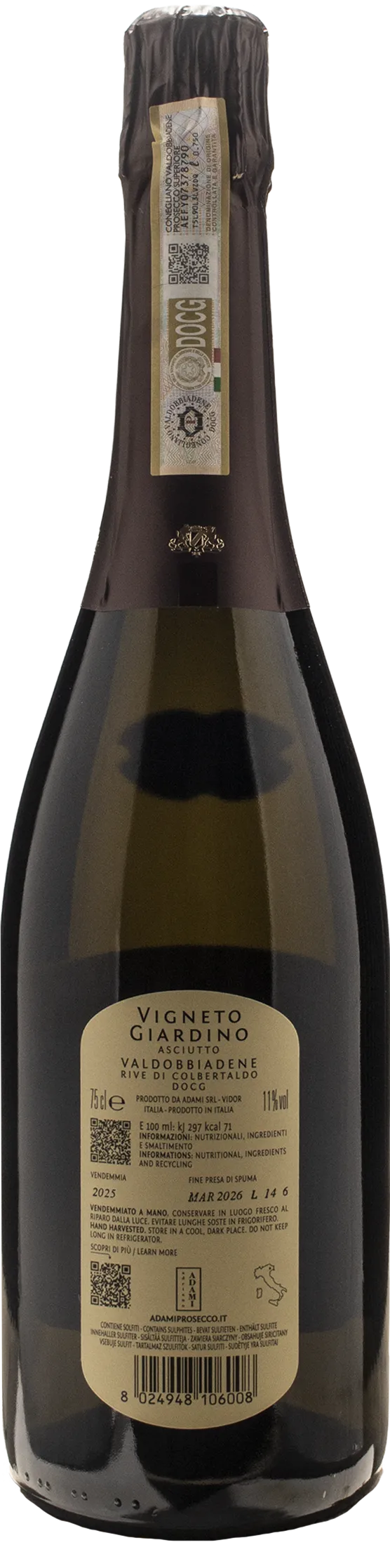 Adami Valdobbiadene Prosecco Vigneto Giardino Rive di Colbertaldo Dry 2025