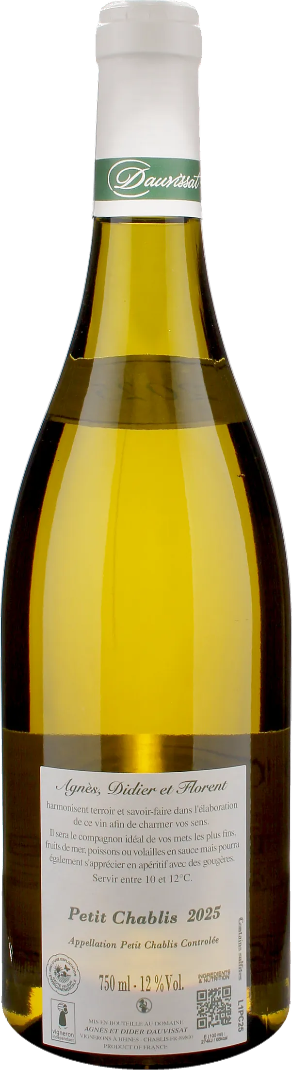 Agnes et Didier Dauvissat Petit Chablis Les Deux Terres 2025