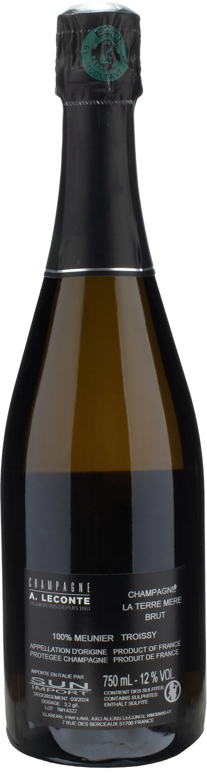 Alexis Leconte Champagne La Terre Mere Meunier à Troissy Extra Brut
