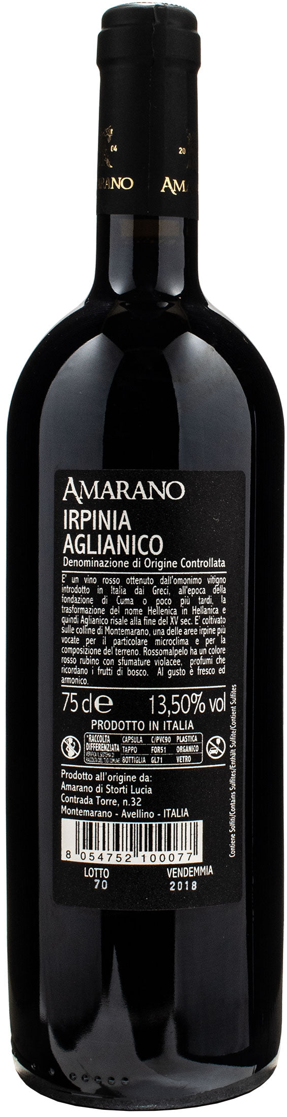 Amarano Irpinia Aglianico Rossomalpelo 2018