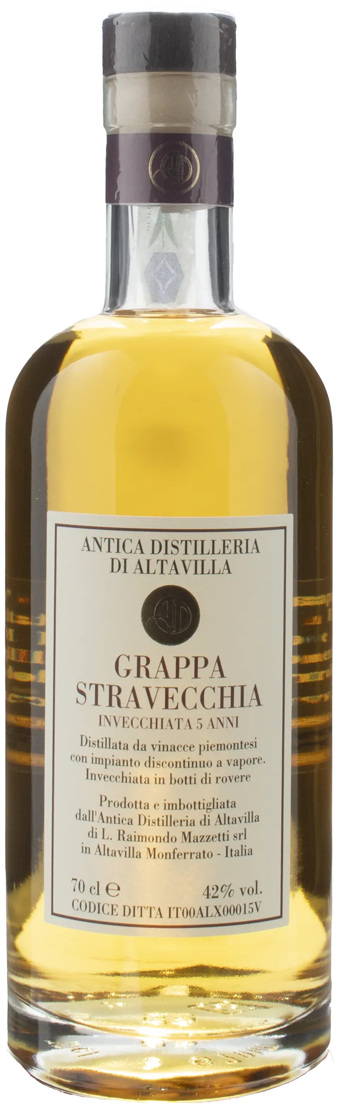 Antica Distilleria Altavilla Grappa Stravecchia Invecchiata 5 Anni