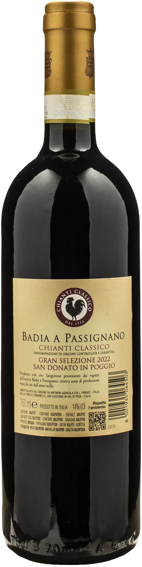 Antinori Chianti Classico Gran Selezione Badia a Passignano 2022