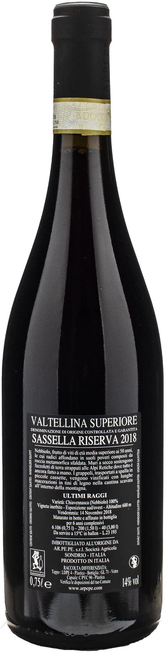 Ar.Pe.Pe Valtellina Superiore Sassella Riserva Ultimi Raggi 2018