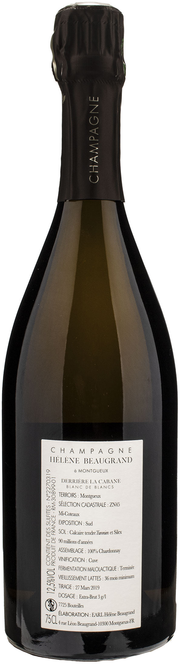 Beaugrand Montgueux Champagne Blanc de Blancs Derriere la Cabane Extra Brut