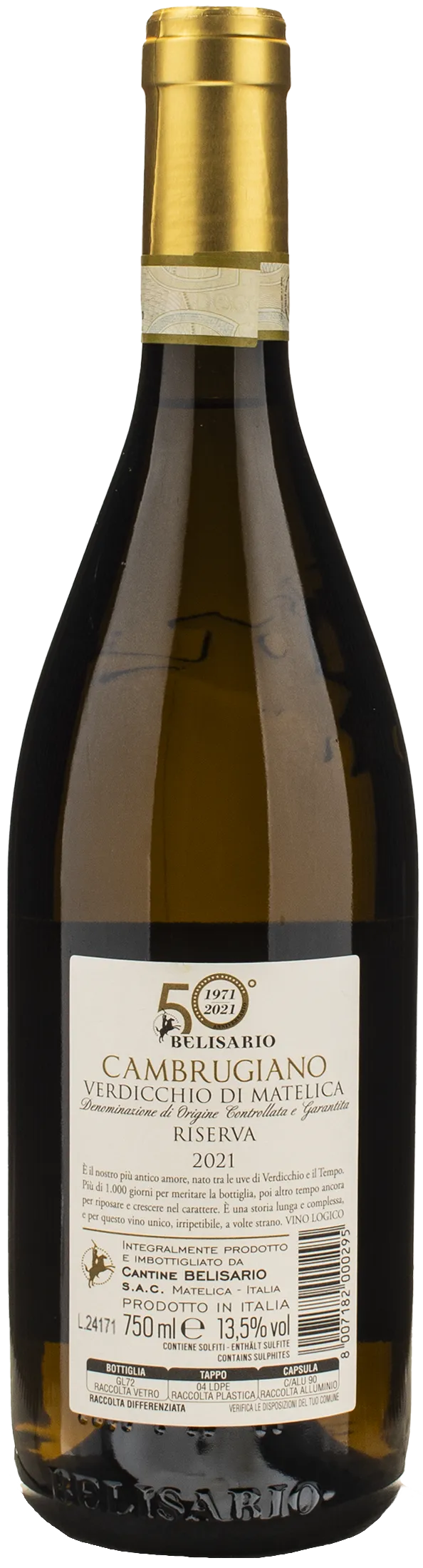 Belisario Verdicchio di Matelica Cambrugiano 50° anniversario Riserva 2021
