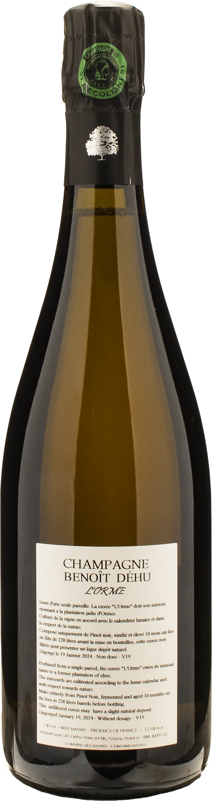 Benoit Dehu Champagne Brut Nature Cuvee de l'Orme 2019
