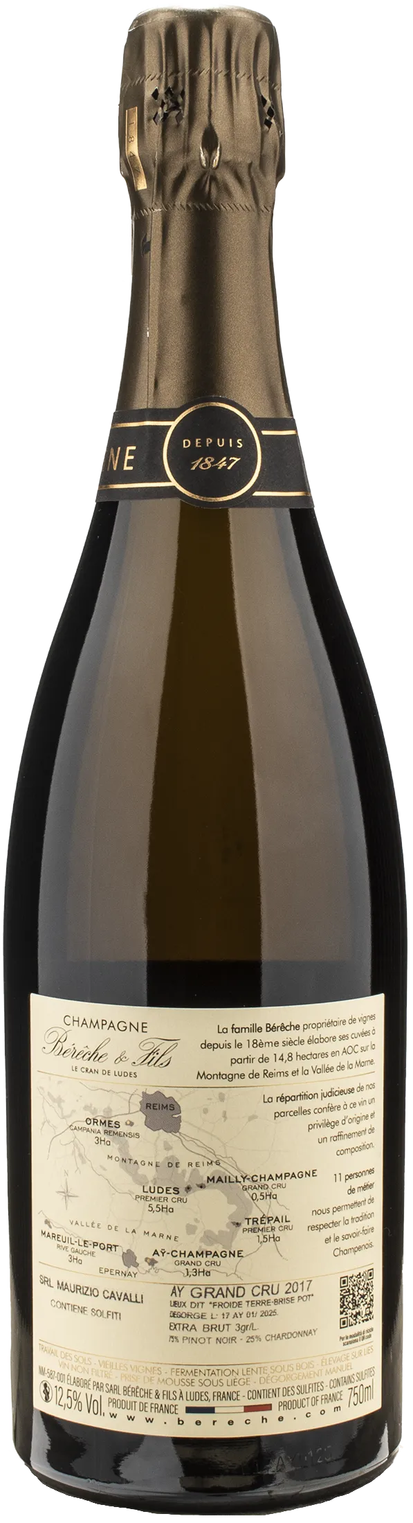 Bereche Champagne AY Grand Cru Extra Brut Millesime 2017