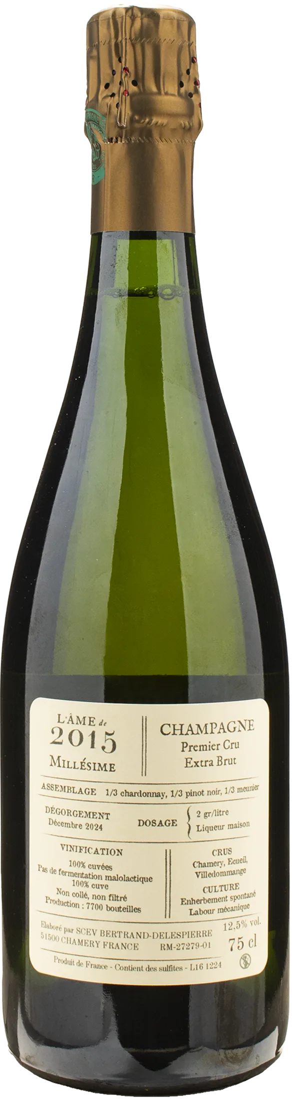 Bertrand Delespierre Champagne L'Ame de 1er Cru Extra Brut 2015