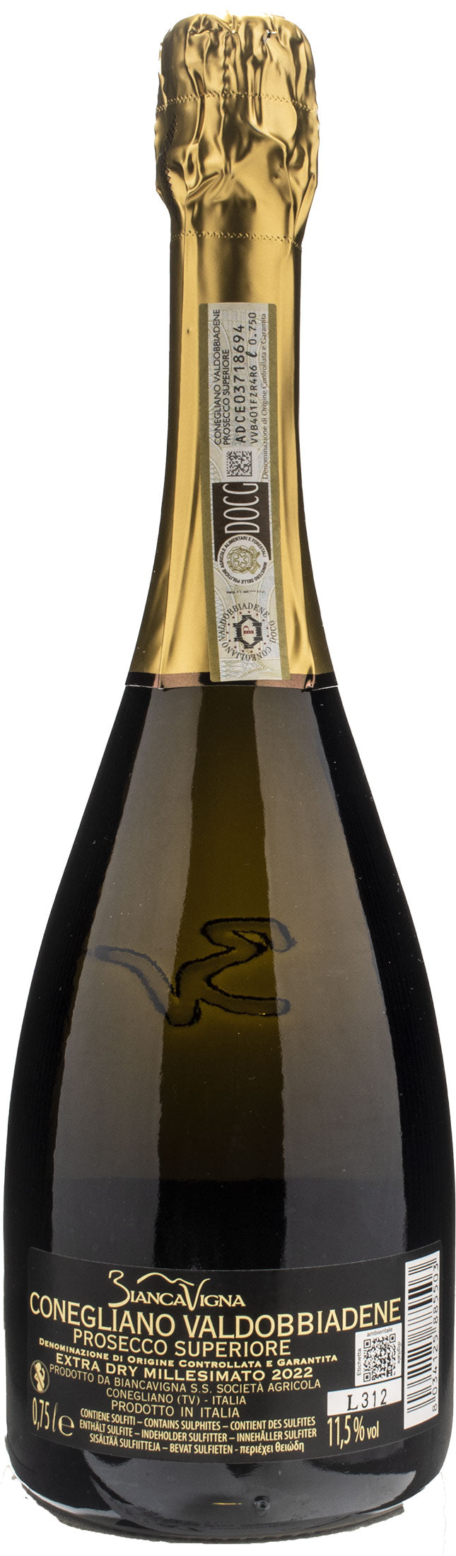 Biancavigna Conegliano Valdobbiadene Prosecco Superiore Extra Dry Millesimato 2022