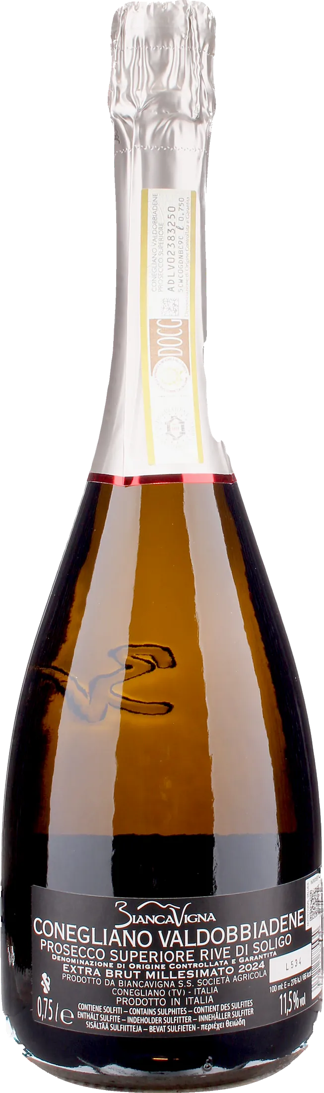 Biancavigna Conegliano Valdobbiadene Prosecco Superiore Rive di Soligo Extra Brut 2025