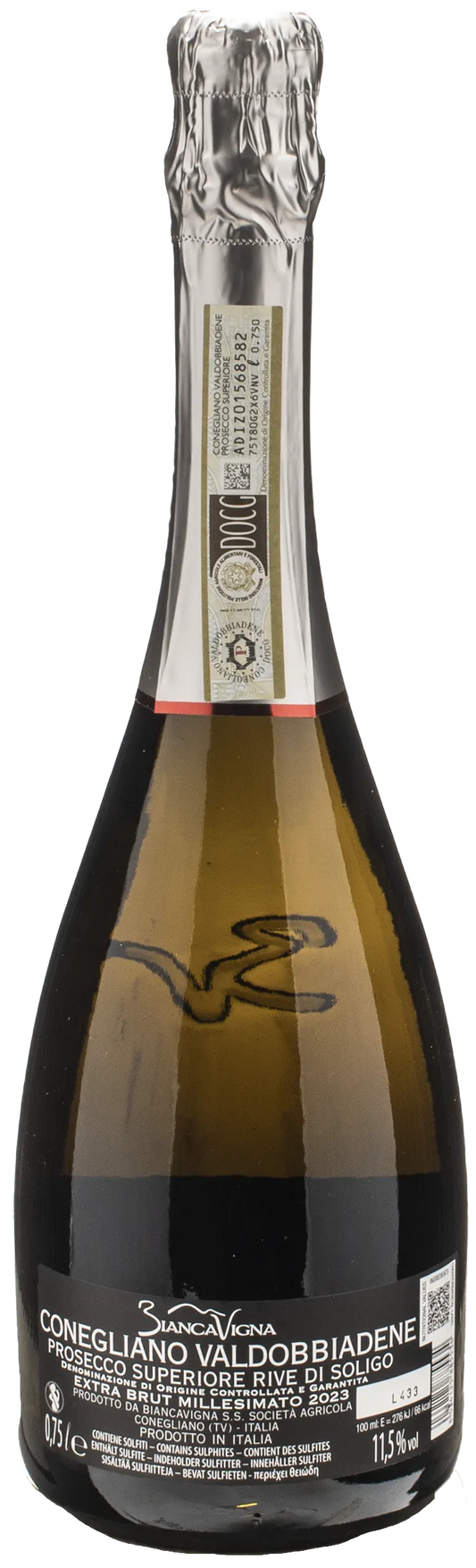 Biancavigna Conegliano Valdobbiadene Prosecco Superiore Rive di Soligo Extra Brut Millesimato 2023