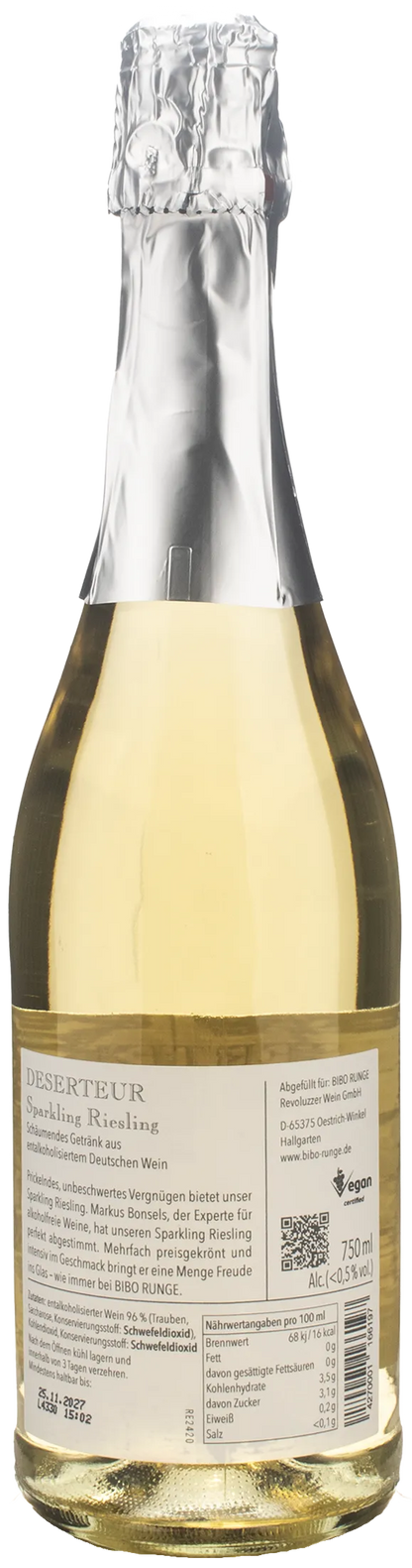 Bibo Runge Deserteur Riesling Sparkling Zero Alcol