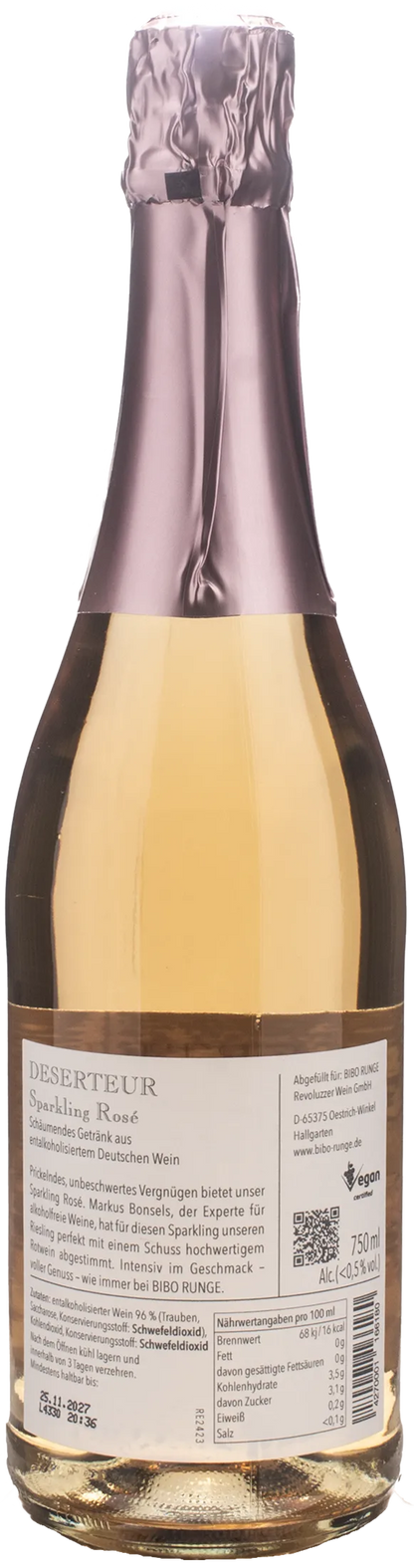 Bibo Runge Deserteur Rosè Sparkling Zero Alcol