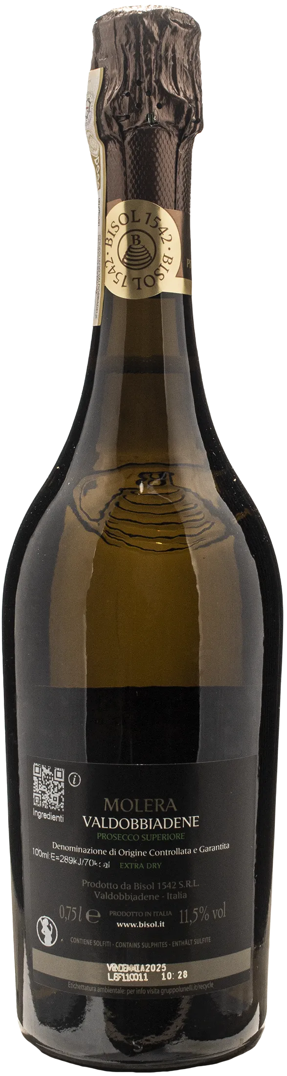 Bisol 1542 Valdobbiadene Prosecco Superiore Molera Extra Dry 2025