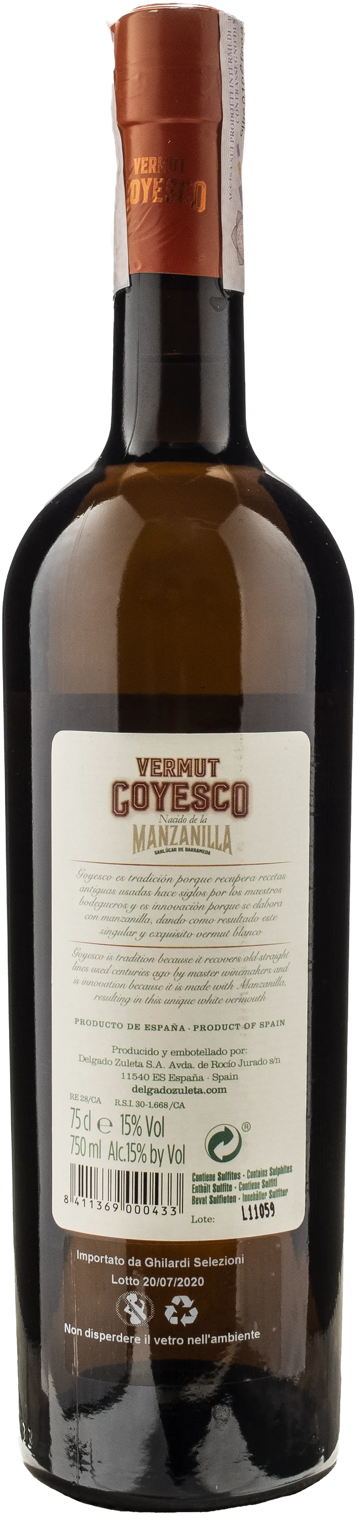 Bodega Delgado Zuleta Vermut Goyesco 0.75 L