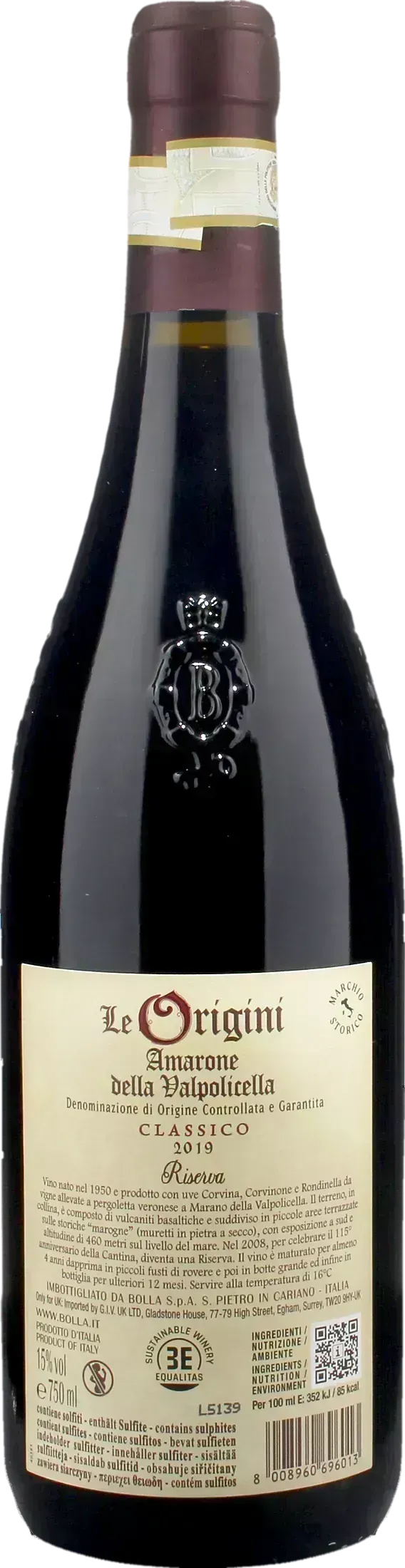 Bolla Amarone della Valpolicella Classico Le Origini Riserva 2019
