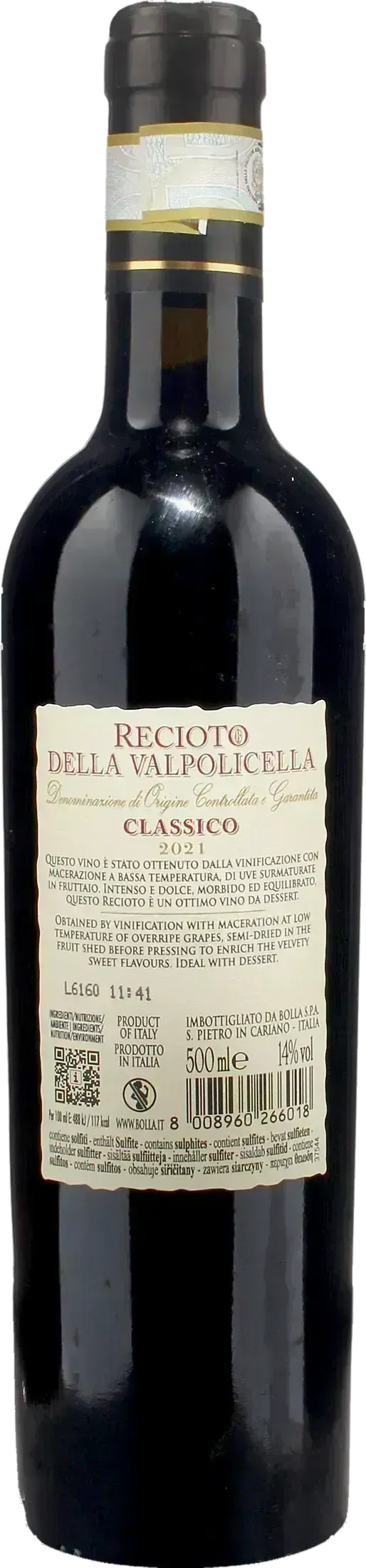 Bolla Recioto Valpolicella Classico 0.5L 2021