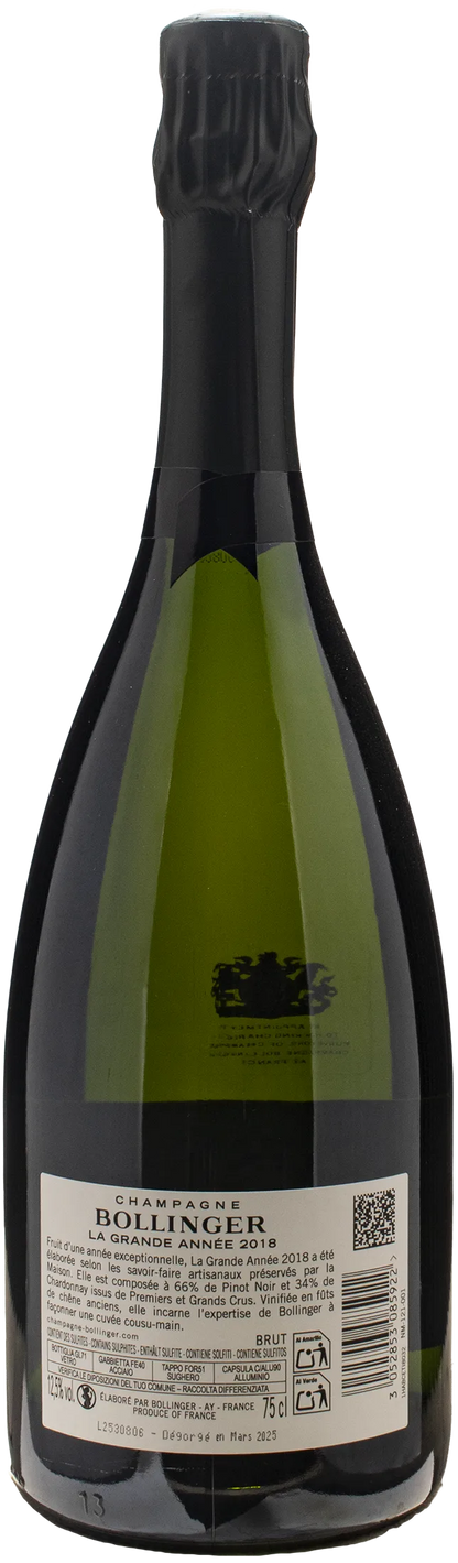Bollinger Champagne La Grande Annee Brut 2018