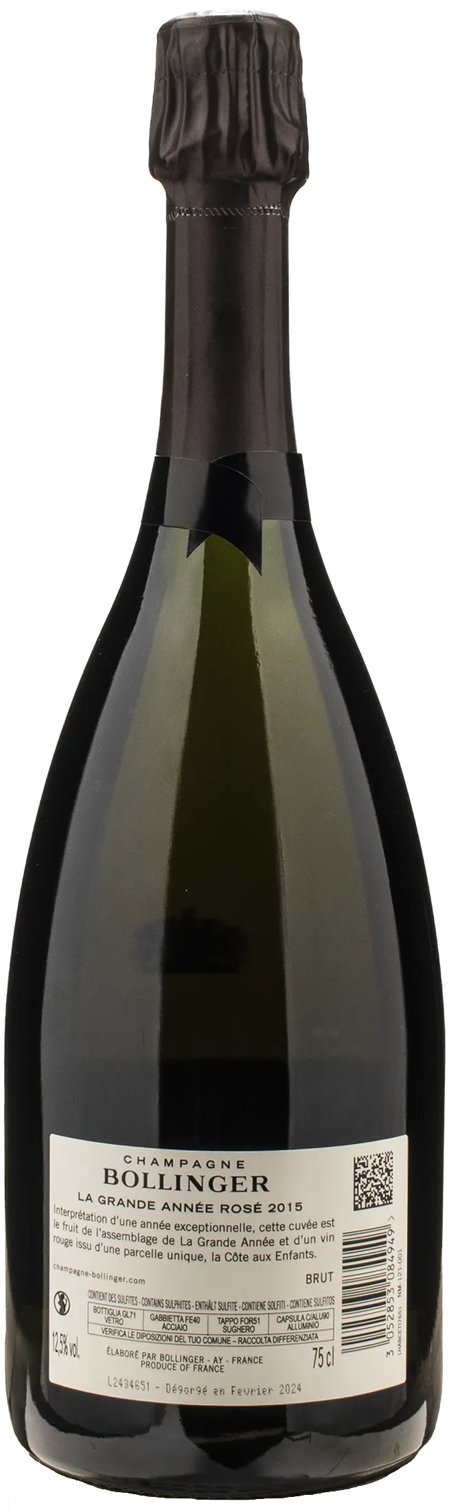 Bollinger Champagne La Grande Annee Rosè Brut 2015