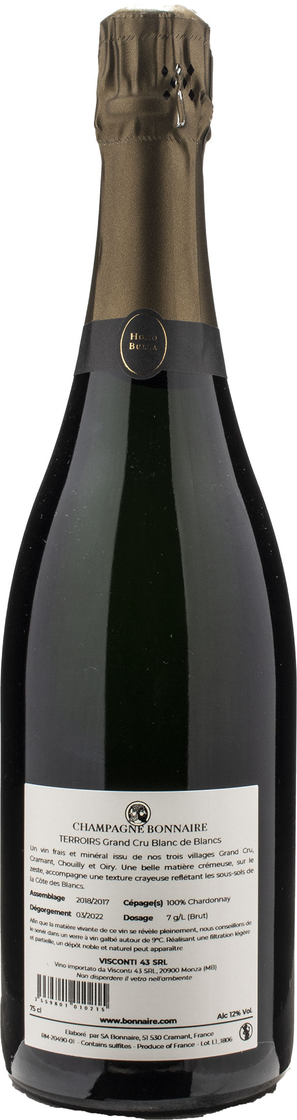 Bonnaire Champagne Grand Cru Blanc de Blancs Terroirs Extra Brut
