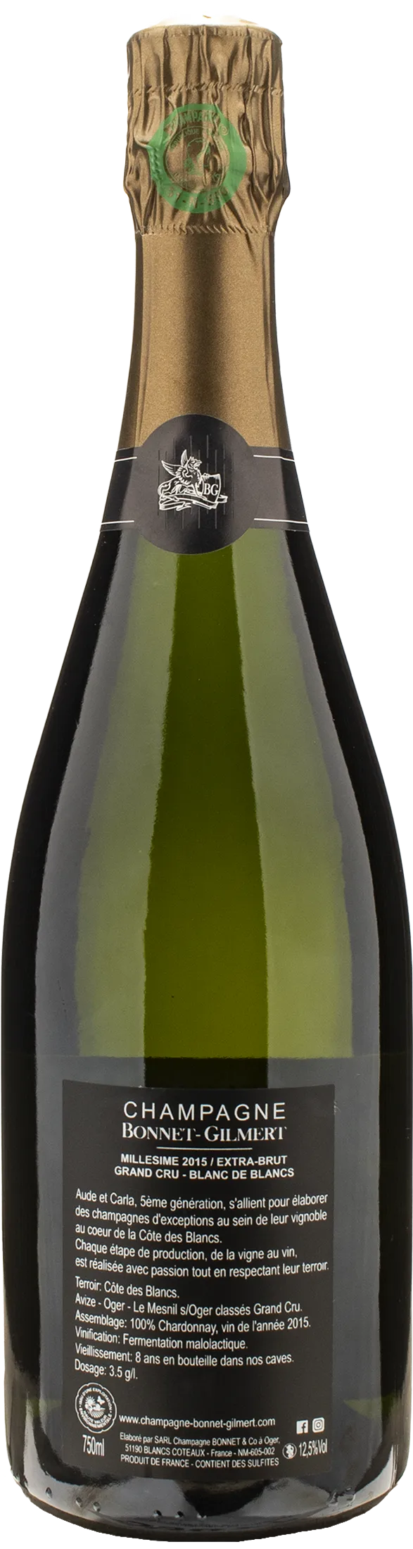 Bonnet Gilmert Champagne Grand Cru Blanc de Blancs Extra Brut Millesime 2015