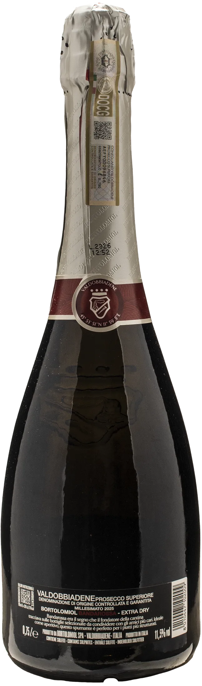 Bortolomiol Valdobbiadene Prosecco Superiore Extra Dry Bandarossa 2025