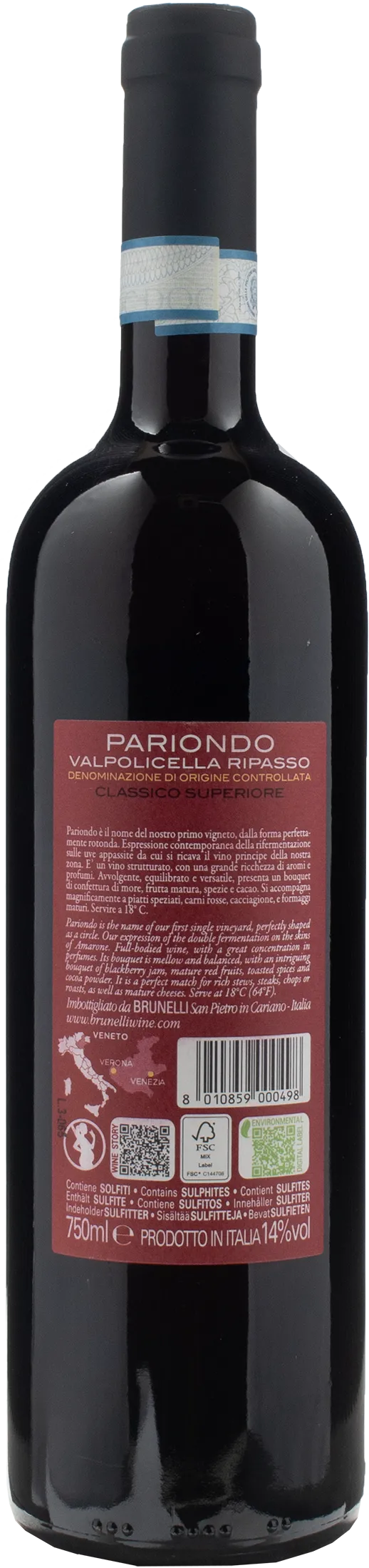 Brunelli Valpolicella Ripasso Classico Superiore Pariondo 2021