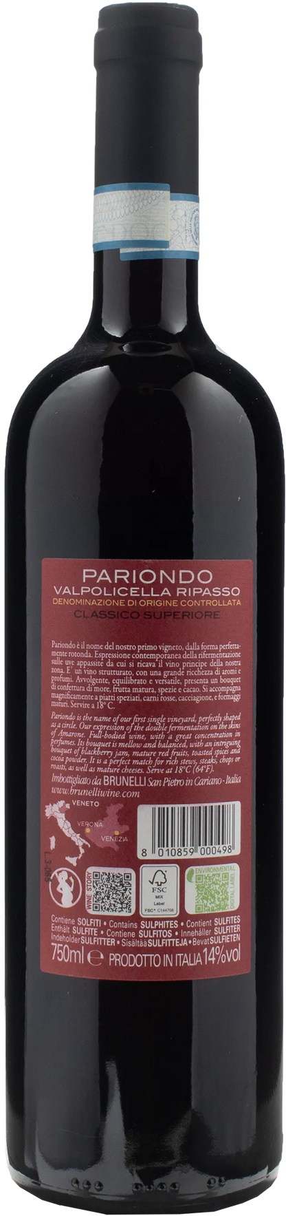 Brunelli Valpolicella Ripasso Classico Superiore Pariondo 2021