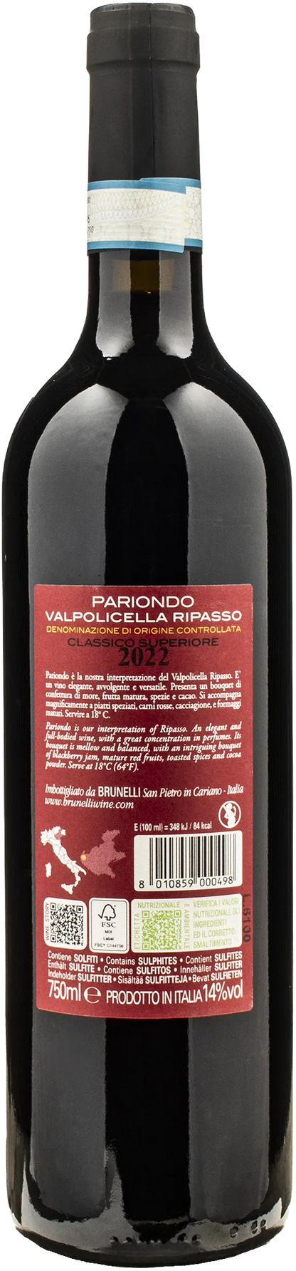 Brunelli Valpolicella Ripasso Classico Superiore Pariondo 2022