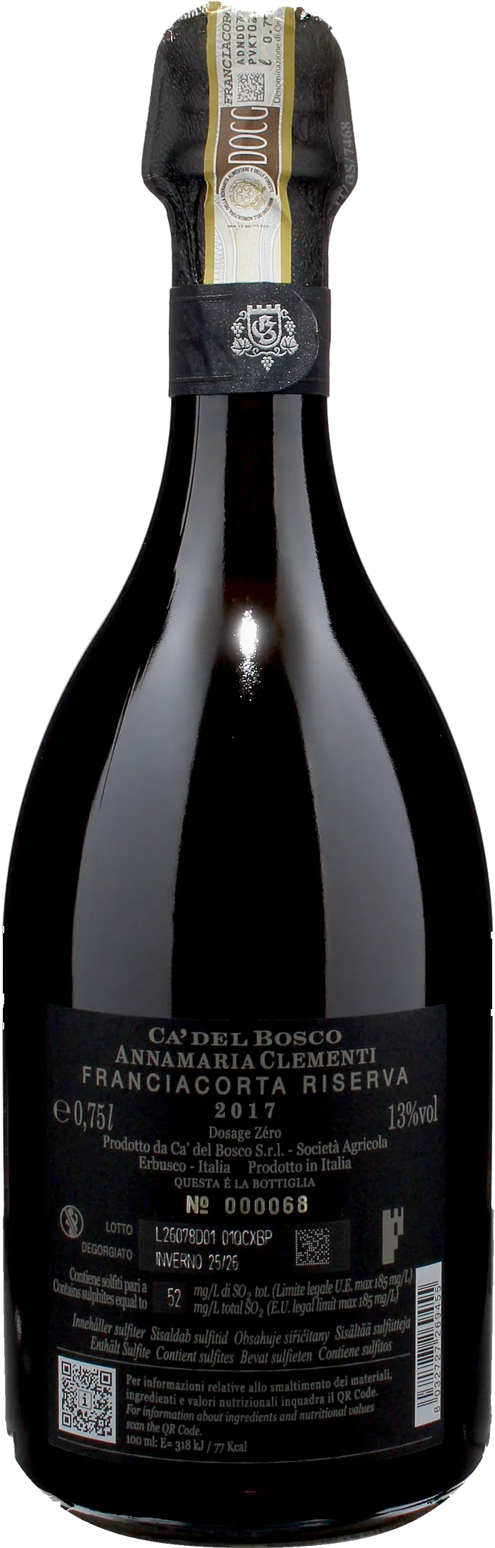 Ca' del Bosco Franciacorta Annamaria Clementi Dosage Zero Riserva 2017