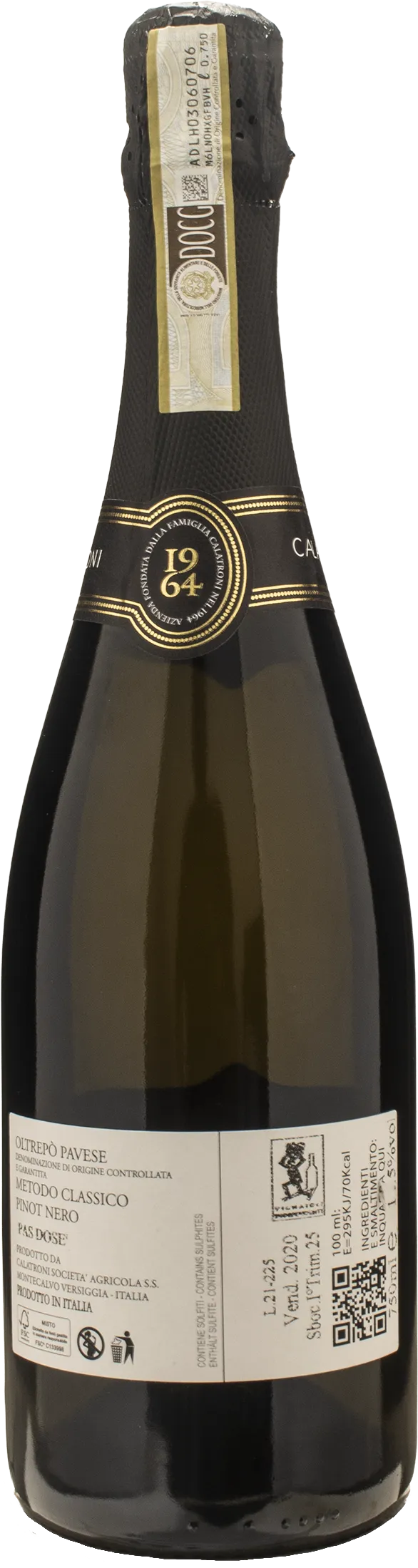 Calatroni Oltrepo Pavese Metodo Classico Pinot Nero Riva Rinetti Pas Dose 2020