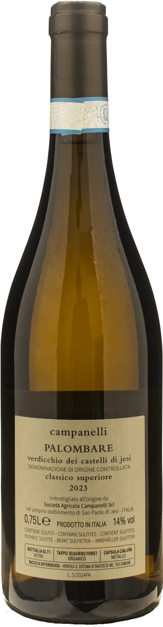 Campanelli Verdicchio dei Castelli di Jesi Classico Superiore Palombare 2023