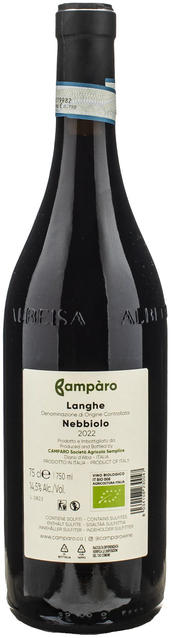 Camparo Langhe Nebbiolo 2022